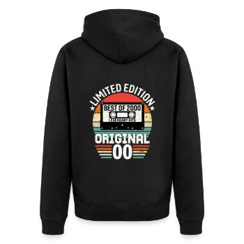 Limitierte Auflage des Besten des Originals aus dem Jahr 2000 - Unisex Premium Bio Zip Hoodie - Schwarz - Hinten - Nico (187cm)