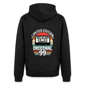Limitierte Auflage des Besten des Originals von 1999 - Unisex Premium Bio Zip Hoodie - Schwarz - Hinten - Nico (187cm)