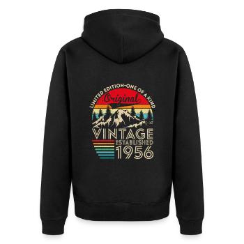 Original-Jahrgang im Jahr 1956 - Unisex Premium Bio Zip Hoodie - Schwarz - Hinten - Nico (187cm)