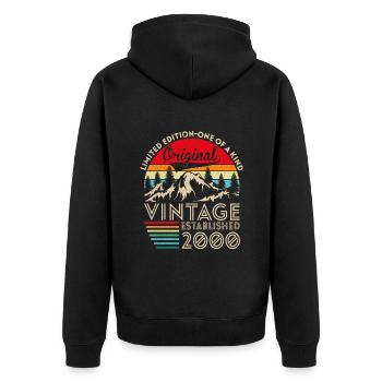 Ursprünglicher Jahrgang im Jahr 2000 - Unisex Premium Bio Zip Hoodie - Schwarz - Hinten - Nico (187cm)