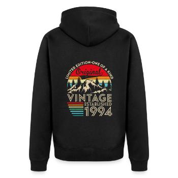 Original Vintage Established in 1994 Anniversary - Unisex Premium Organic Zip Hoodie - black - Back - Nico (187cm)