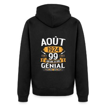 Août 1924 99 Ans Que Je Suis Génial Cadeau - Veste à capuche bio Premium Unisexe - noir - Dos - Nico (187cm)