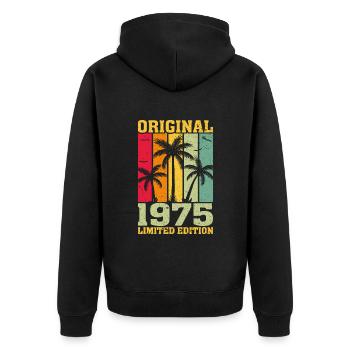Original limitierte Auflage von 1975 - Unisex Premium Bio Zip Hoodie - Schwarz - Hinten - Nico (187cm)