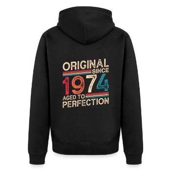 Original Depuis 1974 Vieilli À La Perfection - Veste à capuche bio Premium Unisexe - noir - Dos - Nico (187cm)