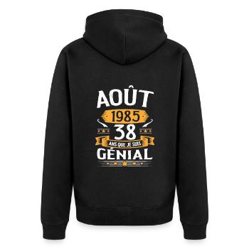 Août 1985 38 Ans Que Je Suis Génial Cadeau - Veste à capuche bio Premium Unisexe - noir - Dos - Nico (187cm)