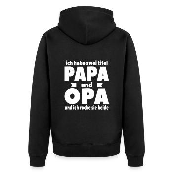 Ich Habe Zwei Titel Papa Und Opa - Unisex Premium Bio Zip Hoodie - Schwarz - Hinten - Nico (187cm)