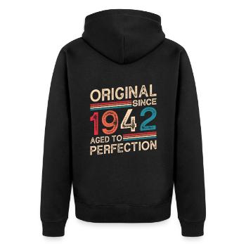 Original Depuis 1942 Vieilli À La Perfection - Veste à capuche bio Premium Unisexe - noir - Dos - Nico (187cm)