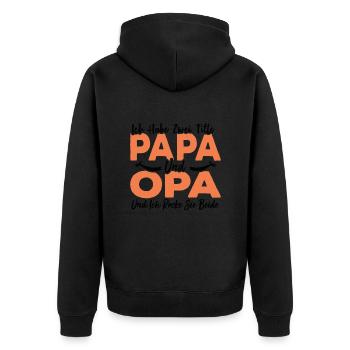 Ich Habe Zwei Titel Papa Und Opa - Unisex Premium Bio Zip Hoodie - Schwarz - Hinten - Nico (187cm)