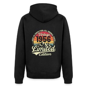 Vintage 1956 Limited Edition Birthday Gift - Unisex Premium Organic Zip Hoodie - black - Back - Nico (187cm)