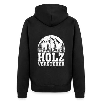 Holzversteher Chainsaw Retro Forest Woodworker - Unisex Premium Bio Zip Hoodie - Schwarz - Hinten - Nico (187cm)