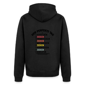 Funny Gamer Gaming Clothing Gift Der Perfekte Tag - Unisex Premium Bio Zip Hoodie - Schwarz - Hinten - Nico (187cm)