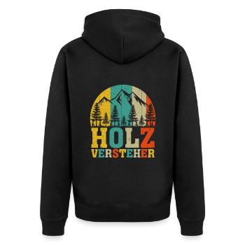 Holzversteher Chainsaw Retro Forest Woodworker - Unisex Premium Bio Zip Hoodie - Schwarz - Hinten - Nico (187cm)