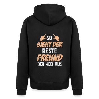 So Sieht Der Beste Freund Der Welt Aus - Unisex Premium Bio Zip Hoodie - Schwarz - Hinten - Nico (187cm)