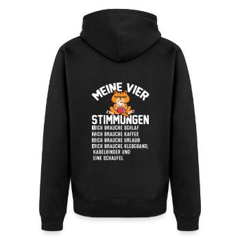 Meine Vier Stimmungen - Unisex Premium Bio Zip Hoodie - Schwarz - Hinten - Nico (187cm)