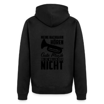 Trumpet Meine Neighbours Hörern Musik Trumpeter - Unisex Premium Bio Zip Hoodie - Schwarz - Hinten - Nico (187cm)