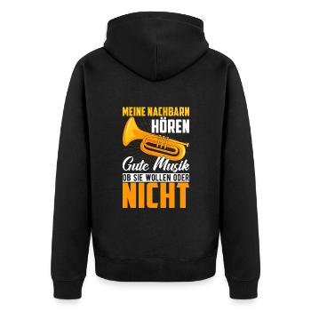 Trumpet Meine Neighbours Hörern Musik Trumpeter - Unisex Premium Bio Zip Hoodie - Schwarz - Hinten - Nico (187cm)