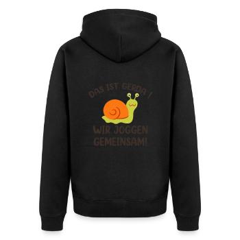 Das Ist Gerda Wir Joggen Gemeinsam - Unisex Premium Bio Zip Hoodie - Schwarz - Hinten - Nico (187cm)