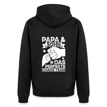 Papa Und Sohn Das Perfekte Chaos Team - Unisex Premium Bio Zip Hoodie - Schwarz - Hinten - Nico (187cm)