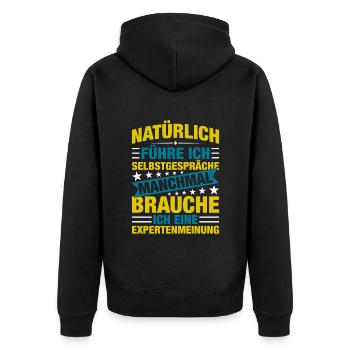 Natürlich Führe Ich Selbstpräche - Unisex Premium Bio Zip Hoodie - Schwarz - Hinten - Nico (187cm)