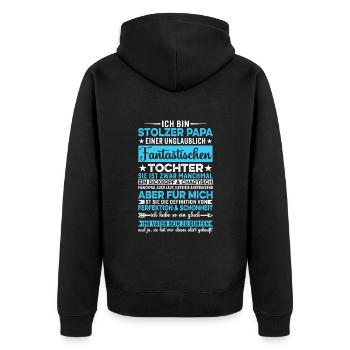 Ich Bin Stolzer Papa Vater Tochter Eltern - Unisex Premium Bio Zip Hoodie - Schwarz - Hinten - Nico (187cm)