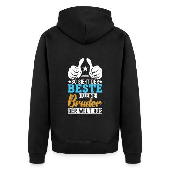 So Sieht Der Beste Kleine Bruder Der Welt Aus - Unisex Premium Bio Zip Hoodie - Schwarz - Hinten - Nico (187cm)