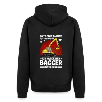 Entschuldigung Dass Ich Zu Spät Bin Bagger - Unisex Premium Bio Zip Hoodie - Schwarz - Hinten - Nico (187cm)