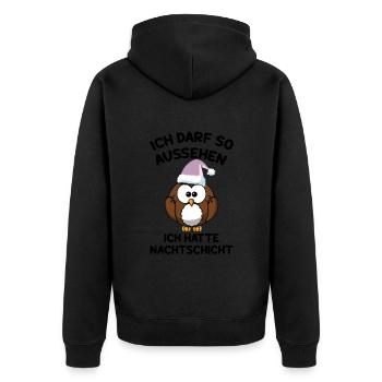 Ich Darf So Aussehen Ich Hatte Nachtschicht - Unisex Premium Bio Zip Hoodie - Schwarz - Hinten - Nico (187cm)