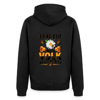 Keine Zeit Mein Volk Braucht Mich - Unisex Premium Bio Zip Hoodie - Schwarz - Hinten - Nico (187cm)