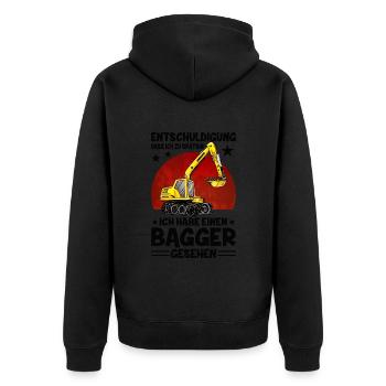 Entschuldigung Dass Ich Zu Spät Bin Bagger - Unisex Premium Bio Zip Hoodie - Schwarz - Hinten - Nico (187cm)