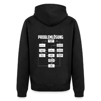 Problemlösung - Unisex Premium Bio Zip Hoodie - Schwarz - Hinten - Nico (187cm)