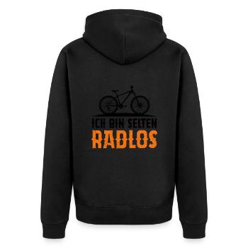 Ich Bin Selten Radlos - Unisex Premium Bio Zip Hoodie - Schwarz - Hinten - Nico (187cm)