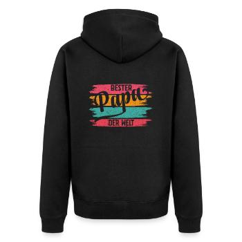 Bester Papa Der Welt - Unisex Premium Bio Zip Hoodie - Schwarz - Hinten - Nico (187cm)