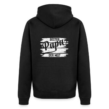 Bester Papa Der Welt - Unisex Premium Bio Zip Hoodie - Schwarz - Hinten - Nico (187cm)