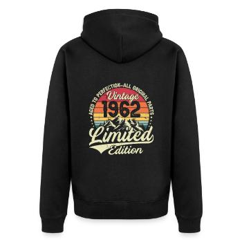 Vintage Geburtstagsgeschenk 1962 Limited Edition - Unisex Premium Bio Zip Hoodie - Schwarz - Hinten - Nico (187cm)