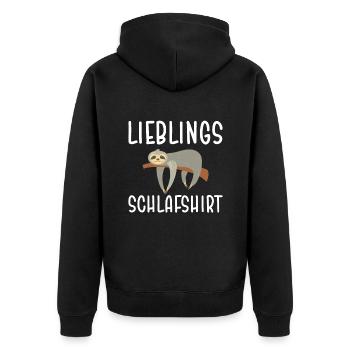 Lieblings Schlafshirt - Unisex Premium Bio Zip Hoodie - Schwarz - Hinten - Nico (187cm)