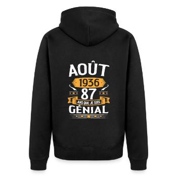 Août 1936 87 Ans Que Je Suis Génial Cadeau - Veste à capuche bio Premium Unisexe - noir - Dos - Nico (187cm)