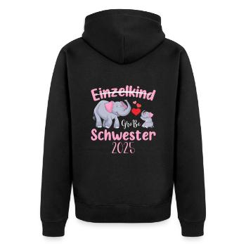 Einzelkind Große Schwester 2025 - Unisex Premium Bio Zip Hoodie - Schwarz - Hinten - Nico (187cm)