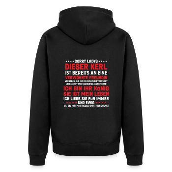 Paar Freund Sorry Ladys Dieser Kerl Ehemann - Unisex Premium Bio Zip Hoodie - Schwarz - Hinten - Nico (187cm)