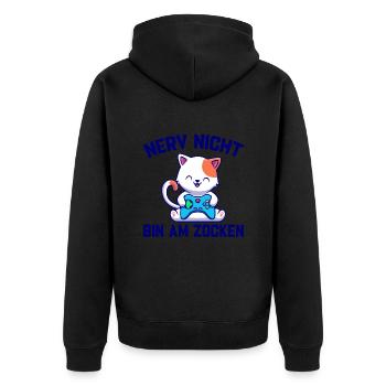 Nerv Nicht Bin Am Zocken - Unisex Premium Bio Zip Hoodie - Schwarz - Hinten - Nico (187cm)