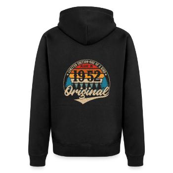 Vintage Geburtstag Geschenkidee Original 1952 - Unisex Premium Bio Zip Hoodie - Schwarz - Hinten - Nico (187cm)