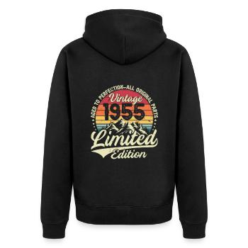 Vintage Birthday Gift 1955 Limited Edition - Unisex Premium Organic Zip Hoodie - black - Back - Nico (187cm)