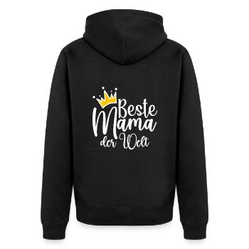 Beste Mama Der Welt - Unisex Premium Bio Zip Hoodie - Schwarz - Hinten - Nico (187cm)