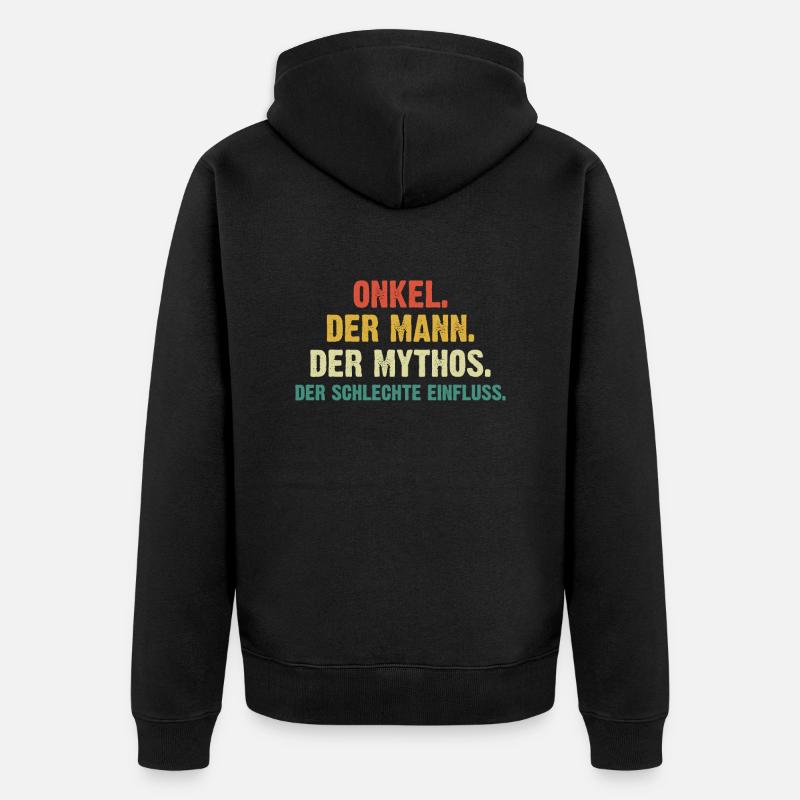 Onkel Der Mann Der Mythos - Unisex Premium Bio Zip Hoodie - Schwarz