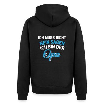 Ich Muss Nicht Nein Sagen Ich Bin Der Opa - Unisex Premium Bio Zip Hoodie - Schwarz - Hinten - Nico (187cm)