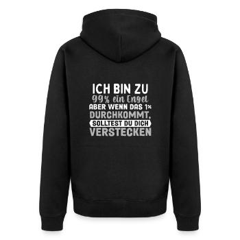 Ich Bin Fast Ein Engel - Unisex Premium Bio Zip Hoodie - Schwarz - Hinten - Nico (187cm)