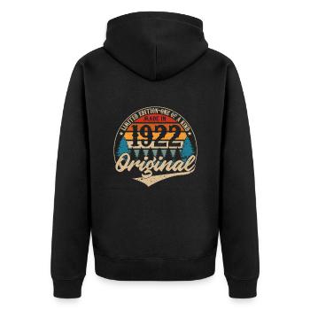 Vintage Geburtstag Geschenkidee Original 1922 - Unisex Premium Bio Zip Hoodie - Schwarz - Hinten - Nico (187cm)