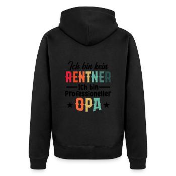 Ich Bin Kein Rentner Ich Bin Professioneller Opa - Unisex Premium Bio Zip Hoodie - Schwarz - Hinten - Nico (187cm)