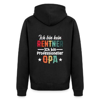 Ich Bin Kein Rentner Ich Bin Professioneller Opa - Unisex Premium Bio Zip Hoodie - Schwarz - Hinten - Nico (187cm)