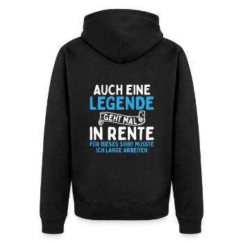 Auch Eine Legende Geht In Rente - Unisex Premium Bio Zip Hoodie - Schwarz - Hinten - Nico (187cm)