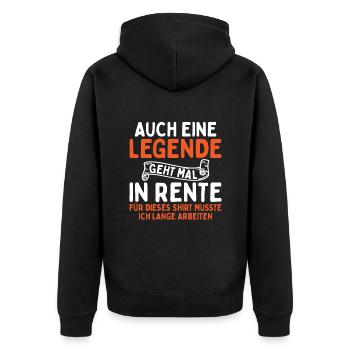 Auch Eine Legende Geht In Rente - Unisex Premium Bio Zip Hoodie - Schwarz - Hinten - Nico (187cm)